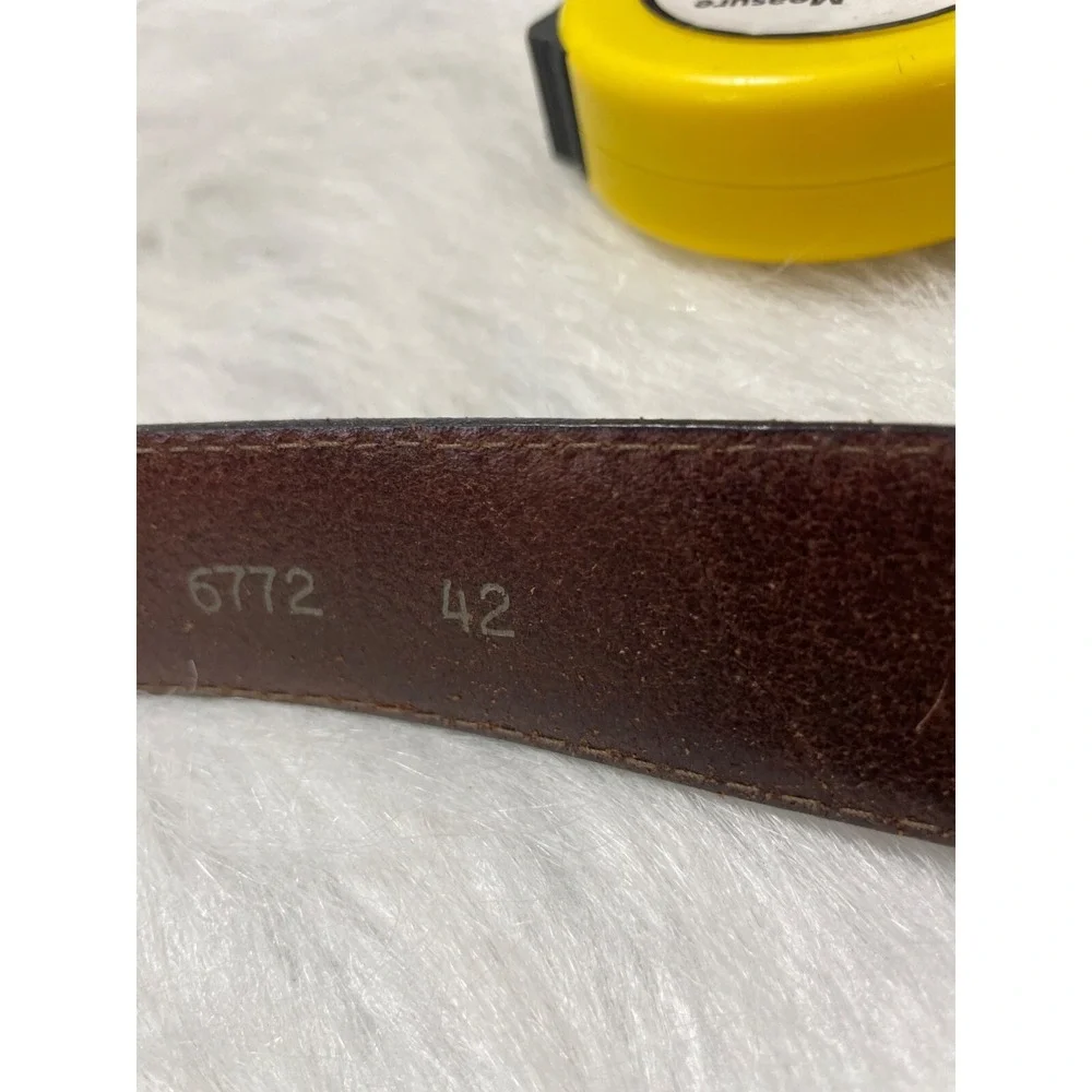 Remo Tulliani Mens Cognac Brown Leather Belt‎ Silver Buckle Size 42 6772 Italy